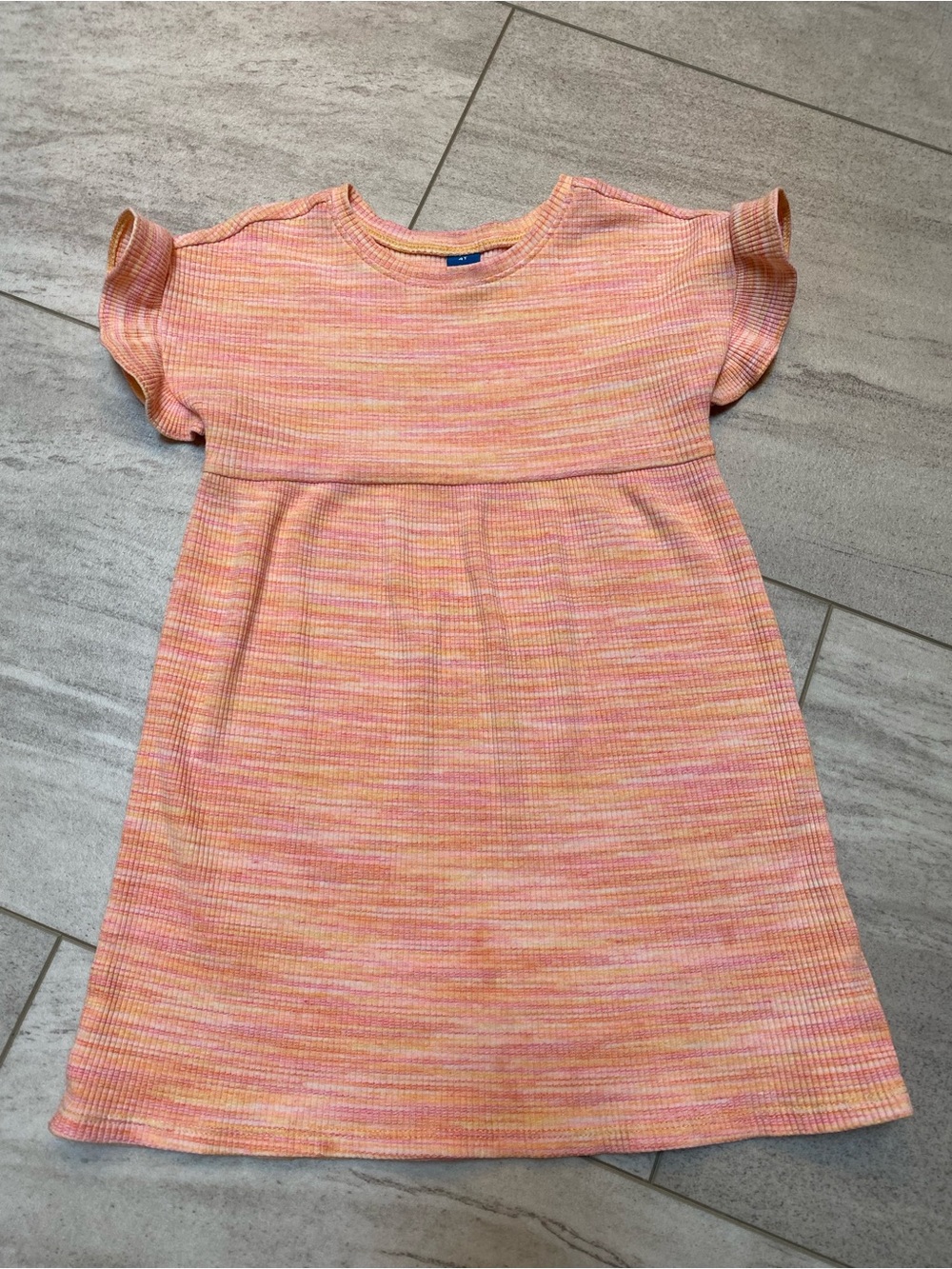 Old Navy Peach and Pink Marbled Knit Flutter-Sleeve Dress